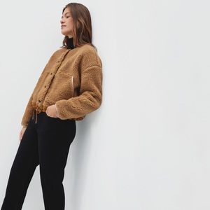EVERLANE ReNew Teddy Liner Jacket in Brown Sugar size S